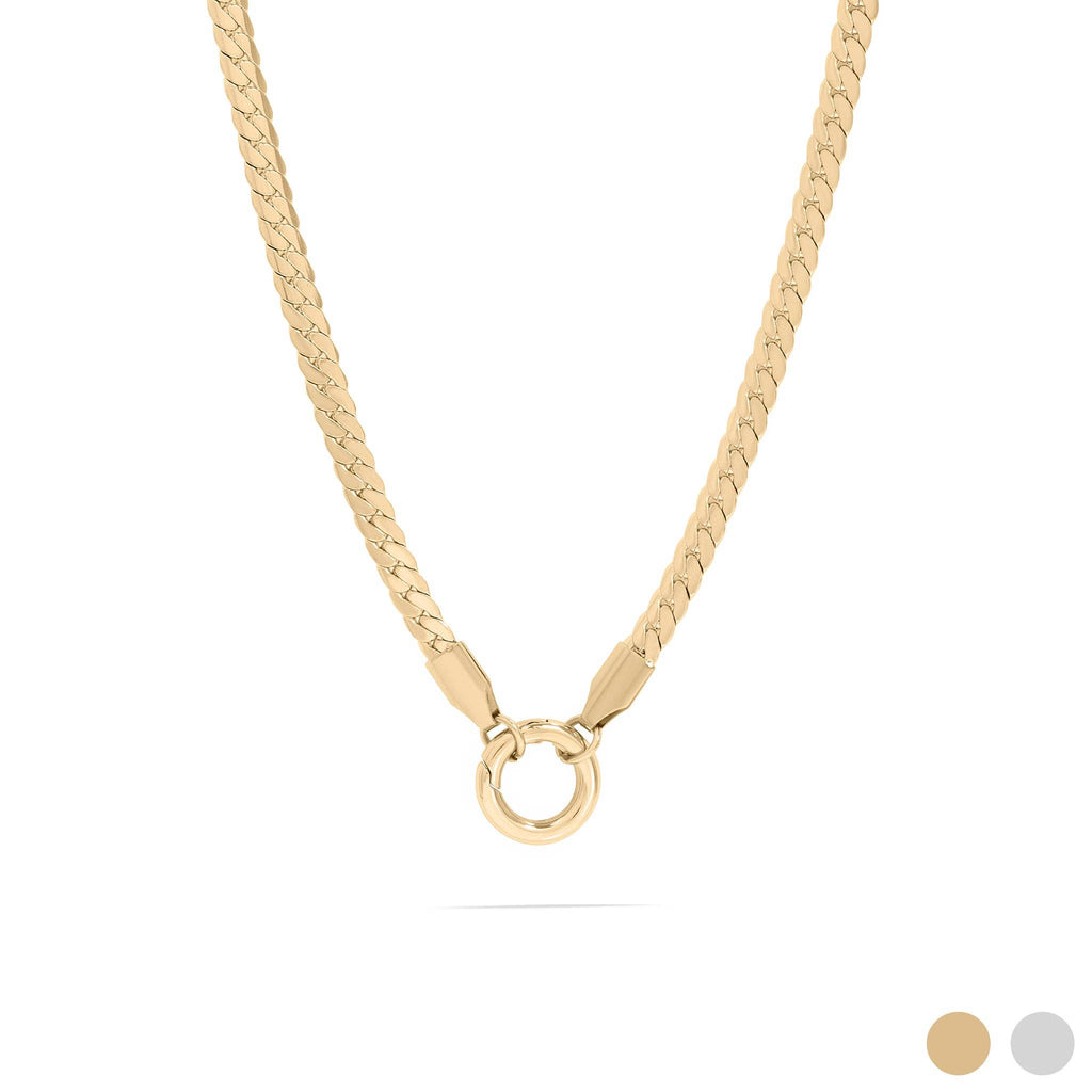 18K Gold PVD Stainless Steel Curb Charm Holder Necklace