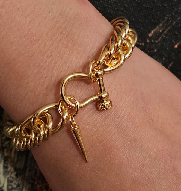 Horse Bit Carabiner Cuban Bracelet- Equestrian Steel