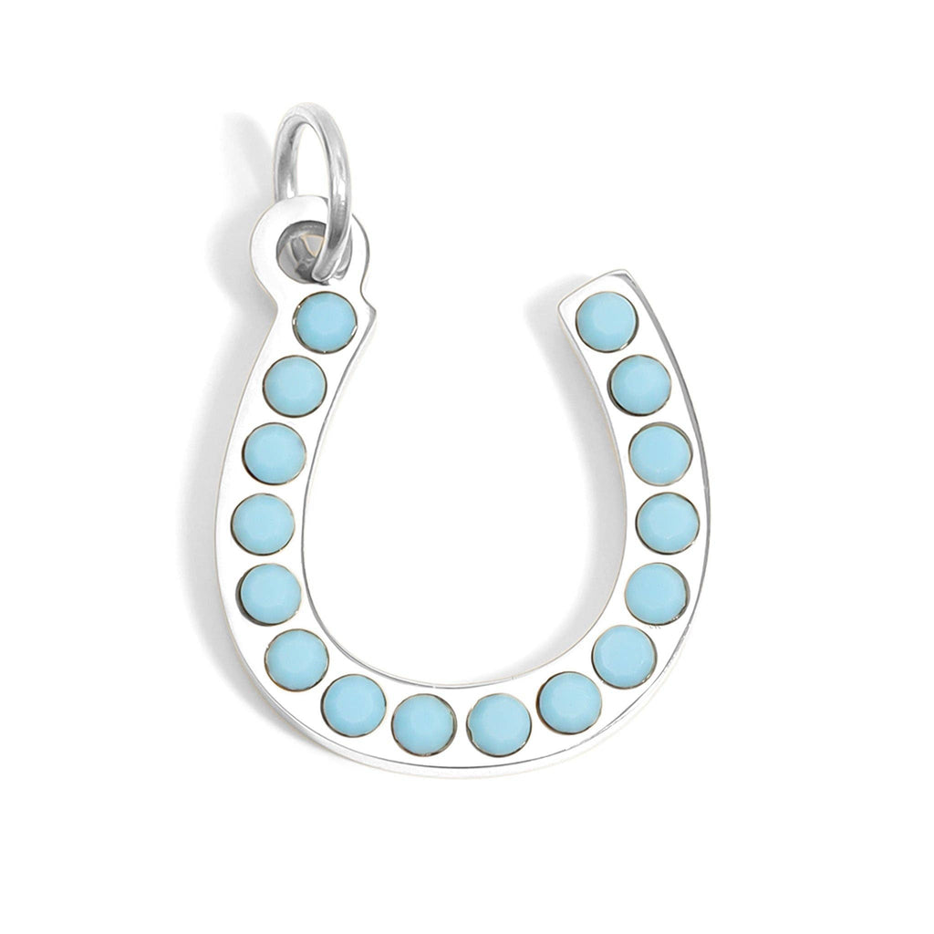 18K Gold PVD Stainless Steel Turquoise Stone Horseshoe Charm