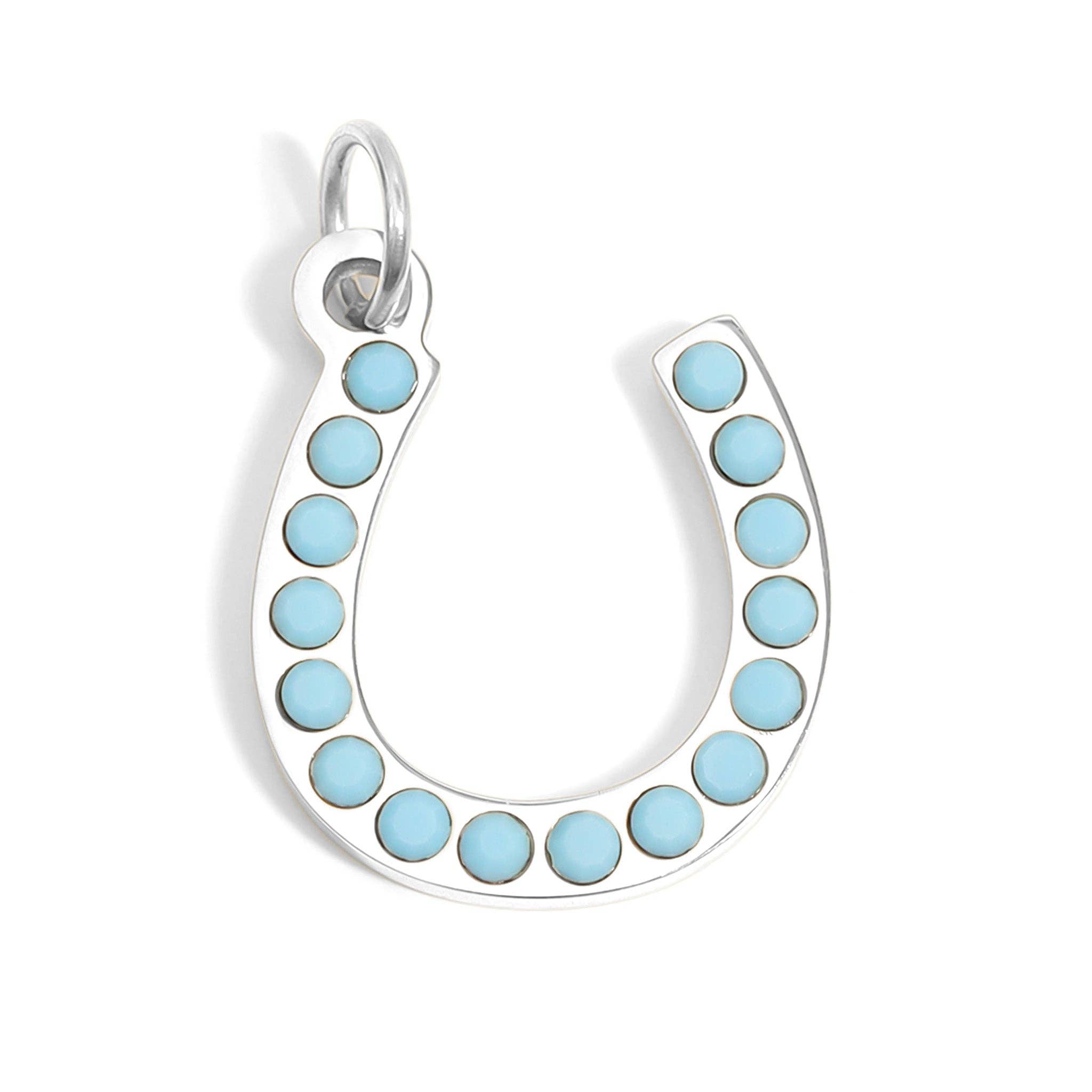 18K Gold PVD Stainless Steel Turquoise Stone Horseshoe Charm