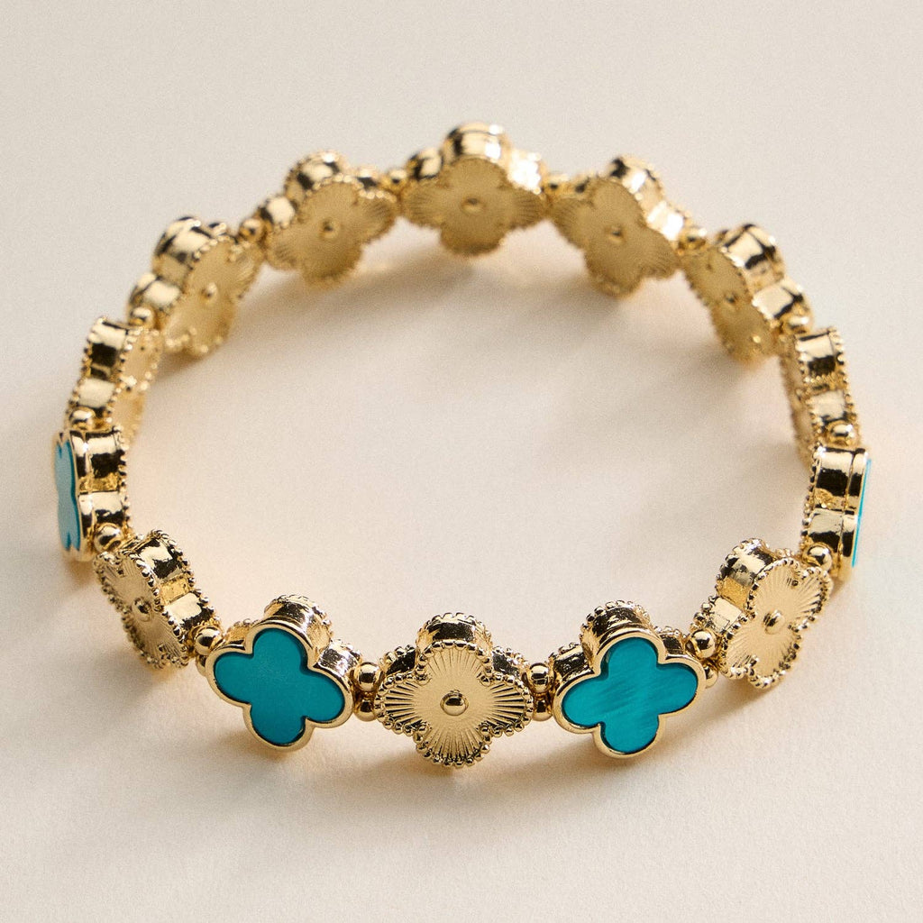 18K Gold Plated Lucky Clover Stretch Bracelet