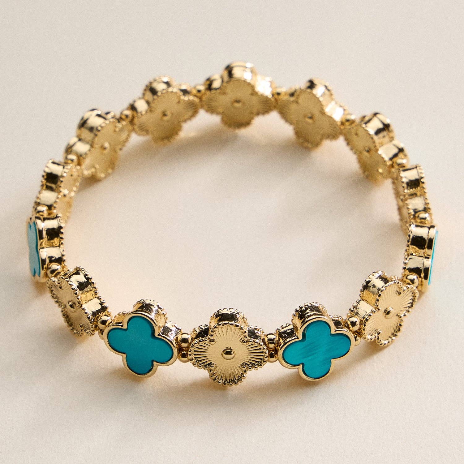 18K Gold Plated Lucky Clover Stretch Bracelet