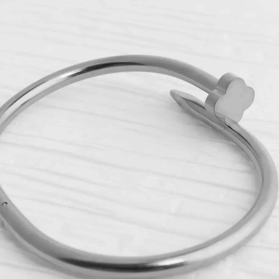 18K Gold PVD Stainless Steel Floral Nail Bangle