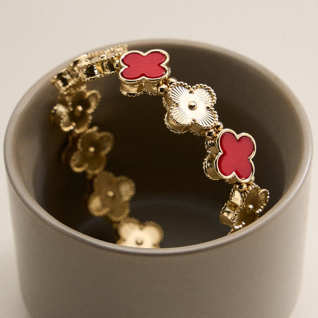 18K Gold Plated Lucky Clover Stretch Bracelet