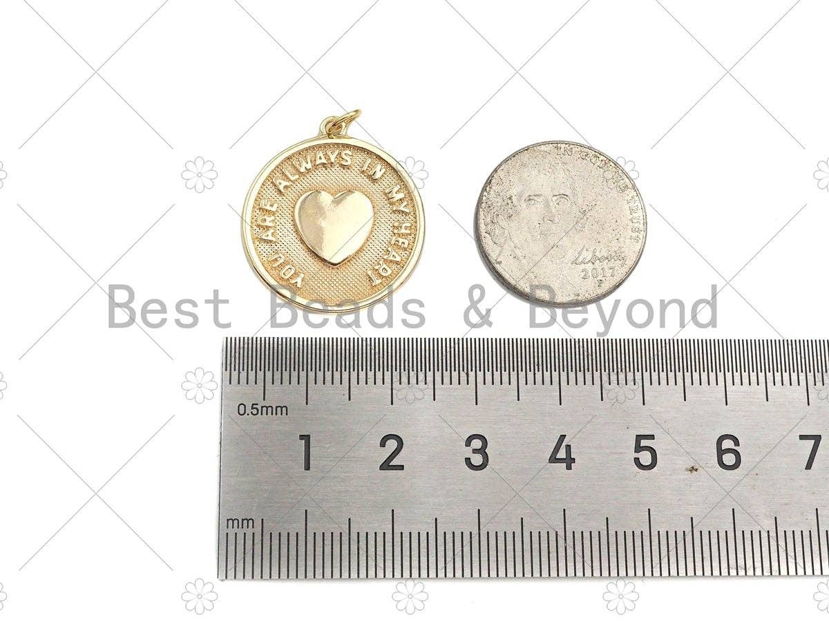 14K Gold Filled Heart On Round Medallion Pendant,SKU#LX03