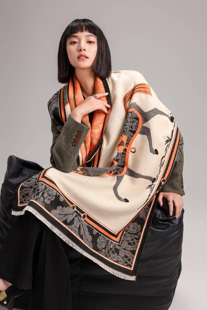 Equestrian Orange / Black Ceremony Reversible Wrap