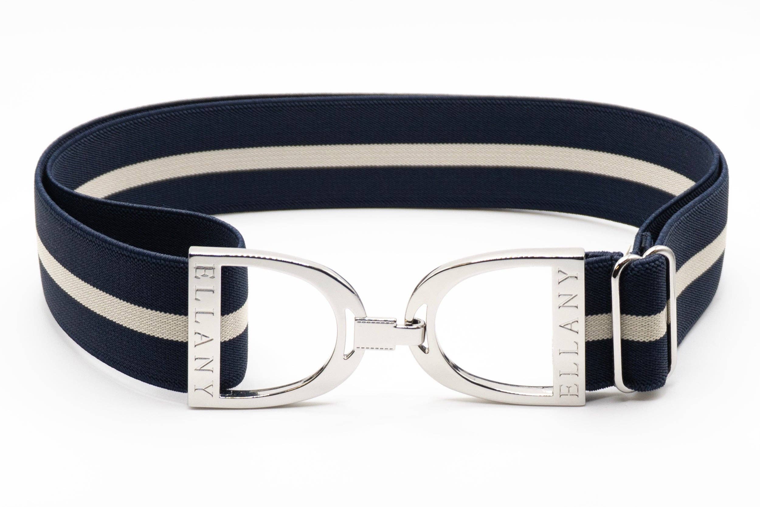 Blueberries & Cream- 1.5" Silver Stirrup Elastic Belt