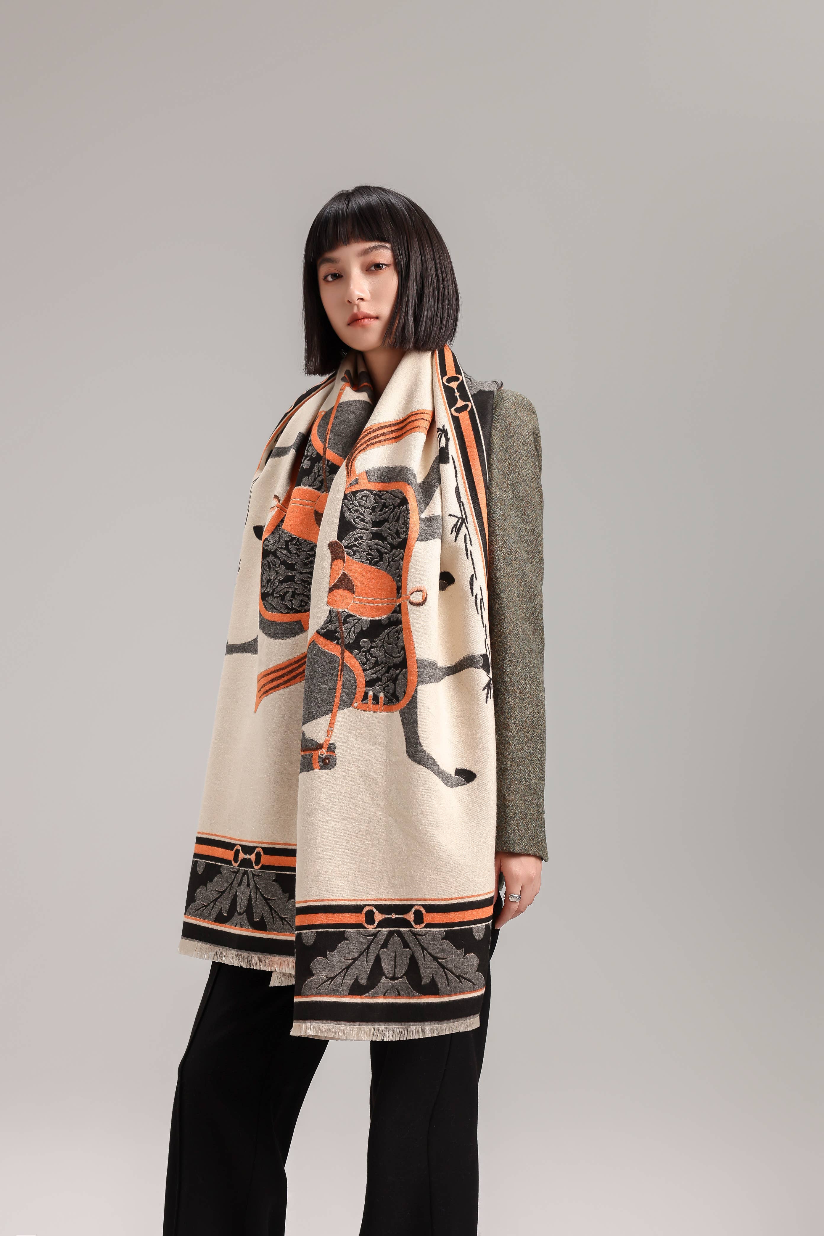 Equestrian Orange / Black Ceremony Reversible Wrap