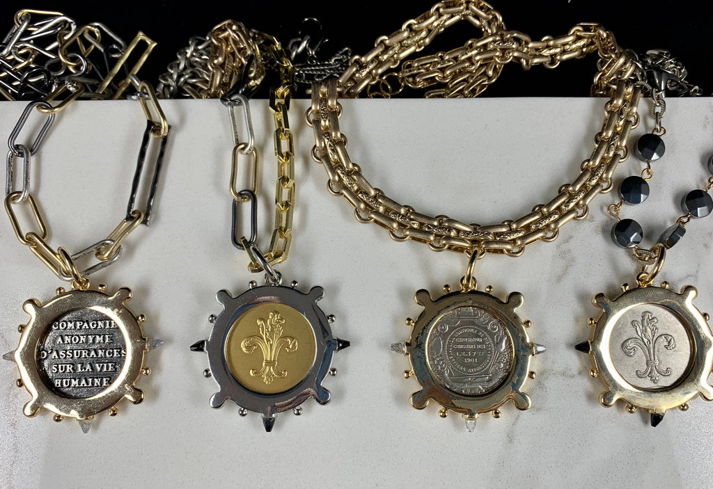 Chloe Vintage Inspired Bee Coin Pendant Necklace