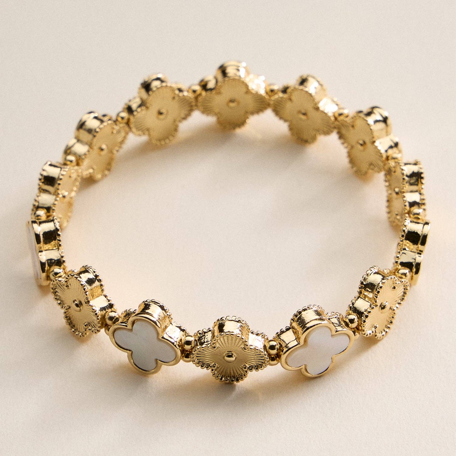 18K Gold Plated Lucky Clover Stretch Bracelet