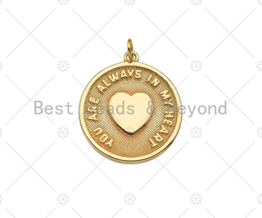 14K Gold Filled Heart On Round Medallion Pendant,SKU#LX03
