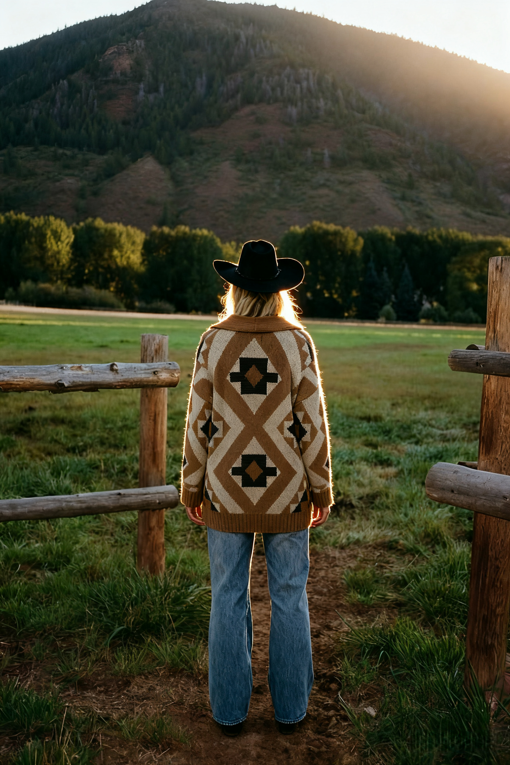 Vintage Western Aztec heavy weight Shawl neck knit cardigan