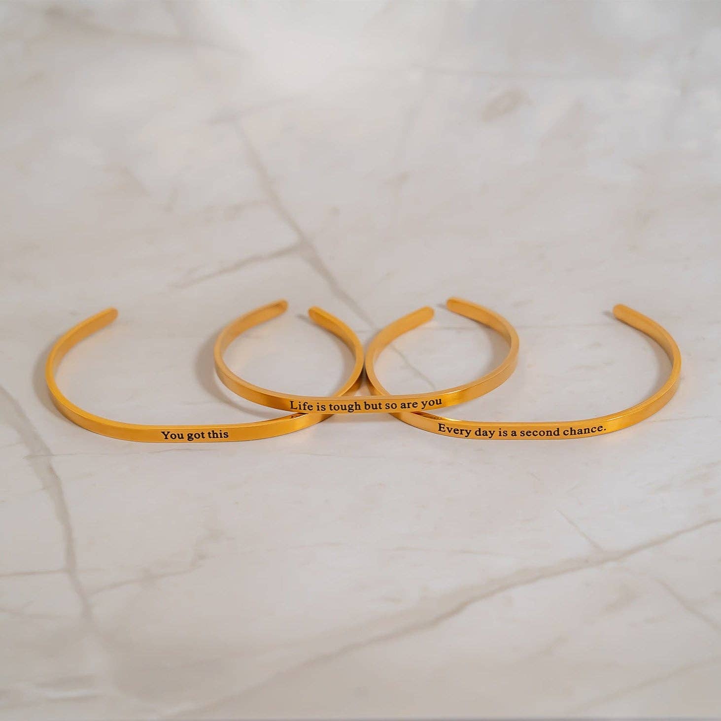 18K Gold PVD You Got This Engraved Bangle Bracelet