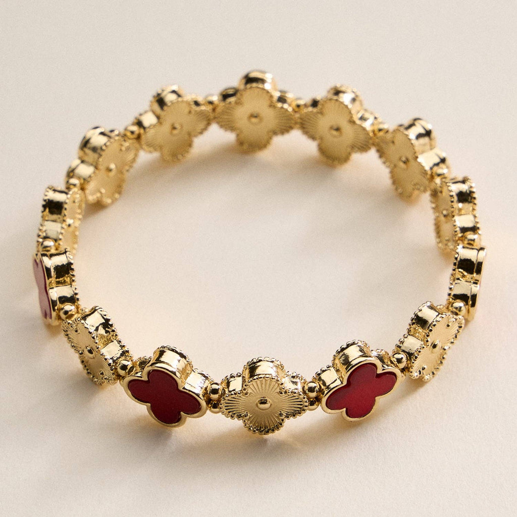 18K Gold Plated Lucky Clover Stretch Bracelet