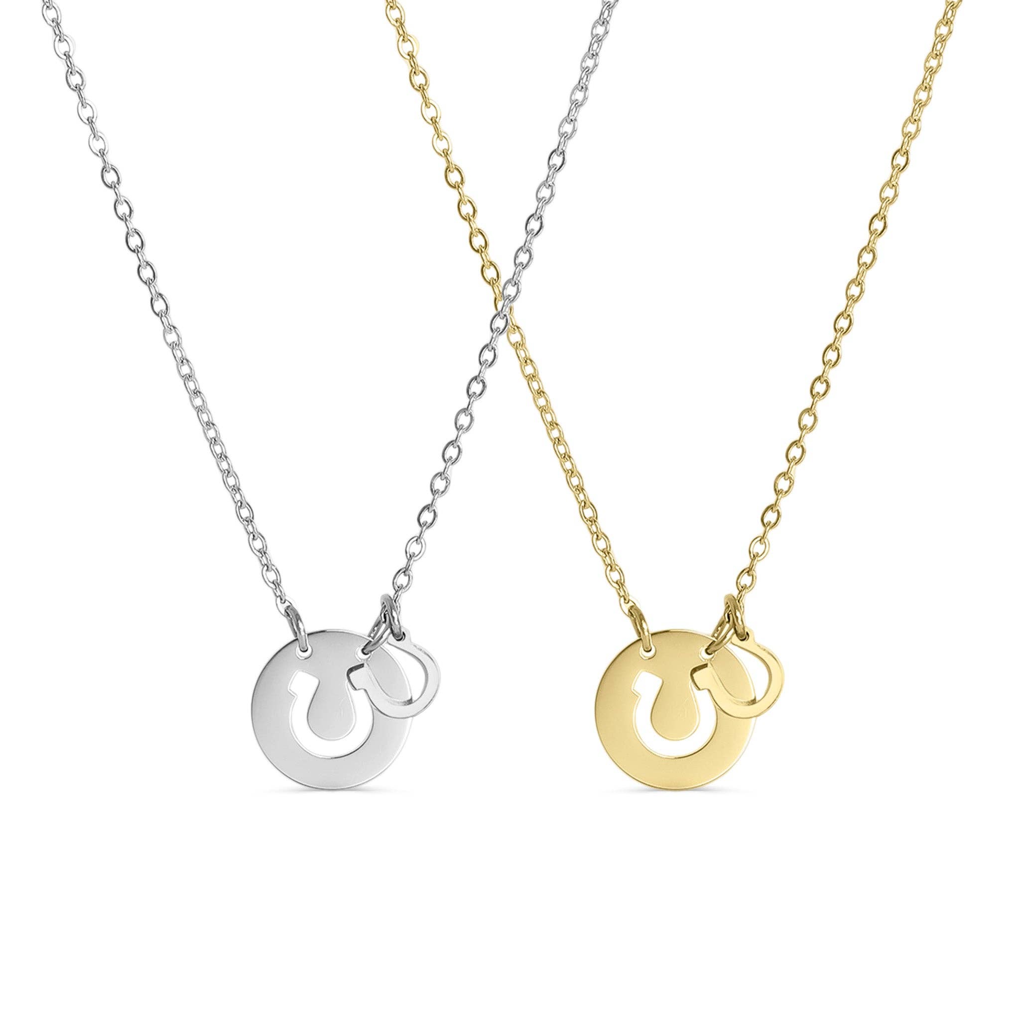 Western Stainless Steel / Gold Horseshoe Charm Necklace