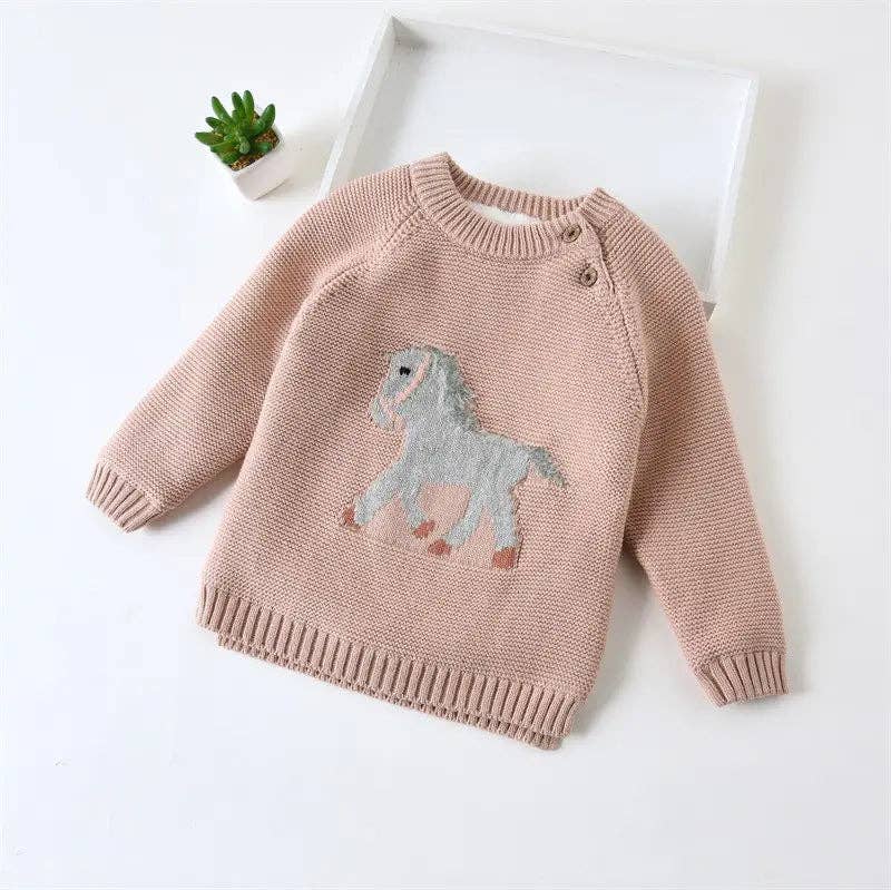 Gwenny Horse Sweater (Blush Pink)