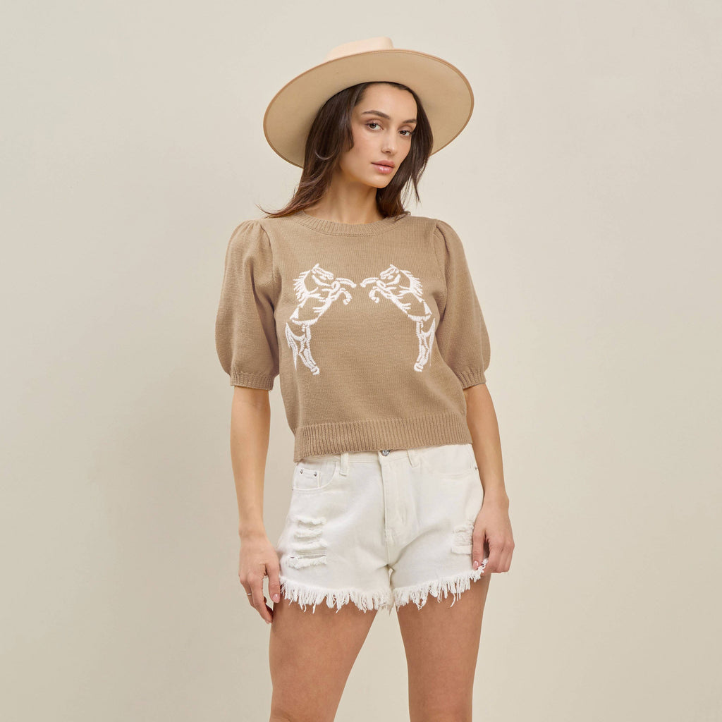 Horse embroidered sweater