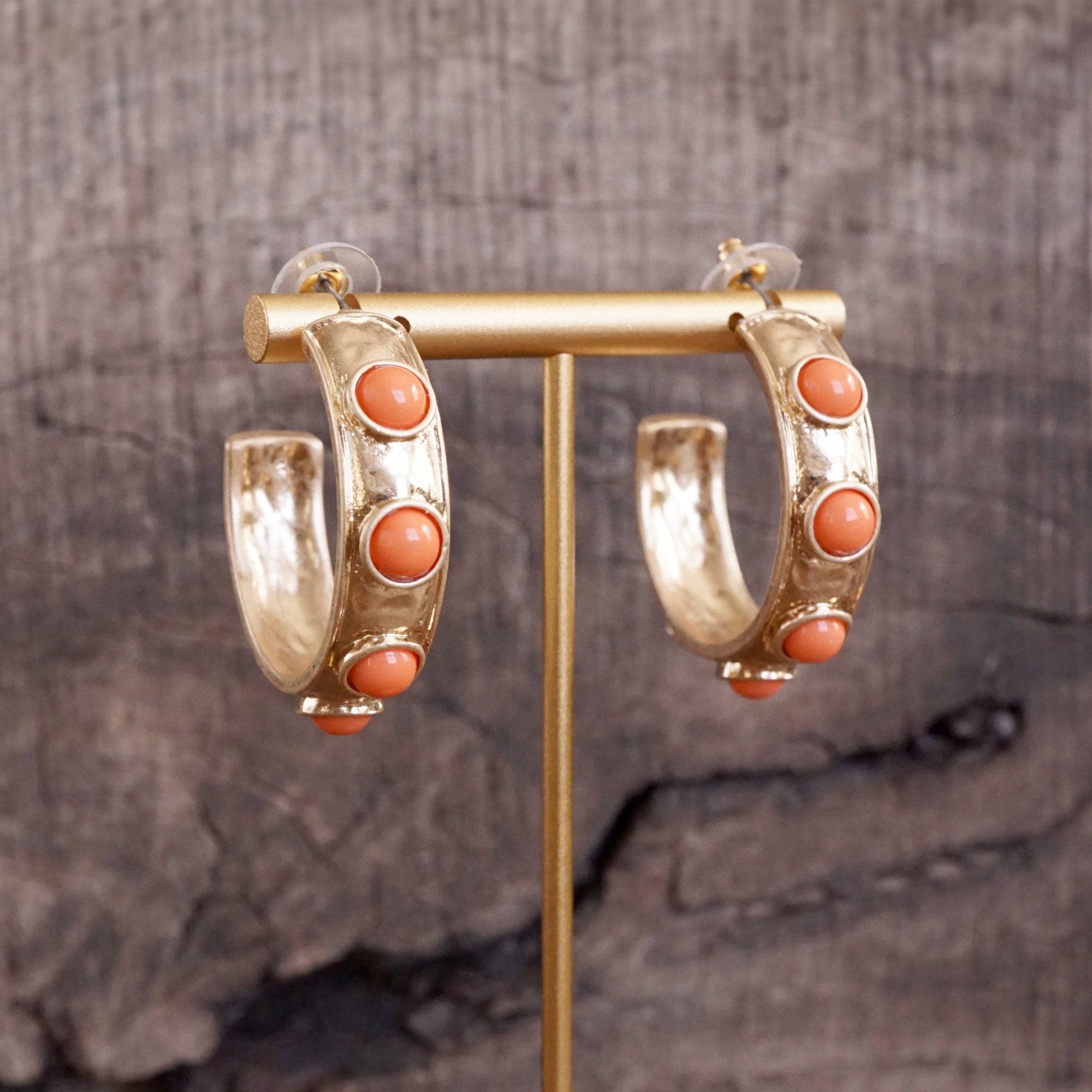 Jeweled Bubble Hoop Earrings – Colorful Acrylic Cabochons