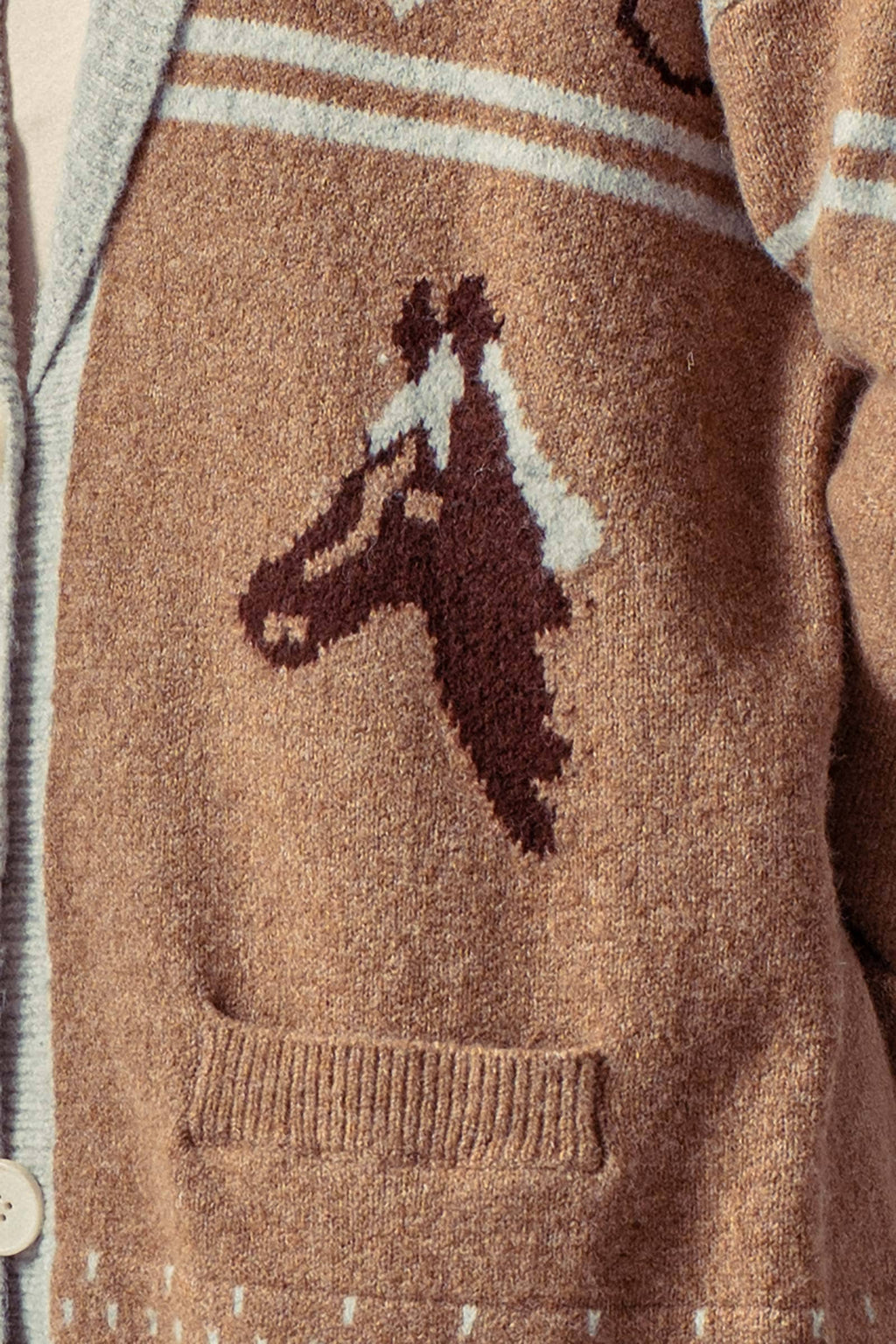 Horse Motif Shawl Collar Cardigan