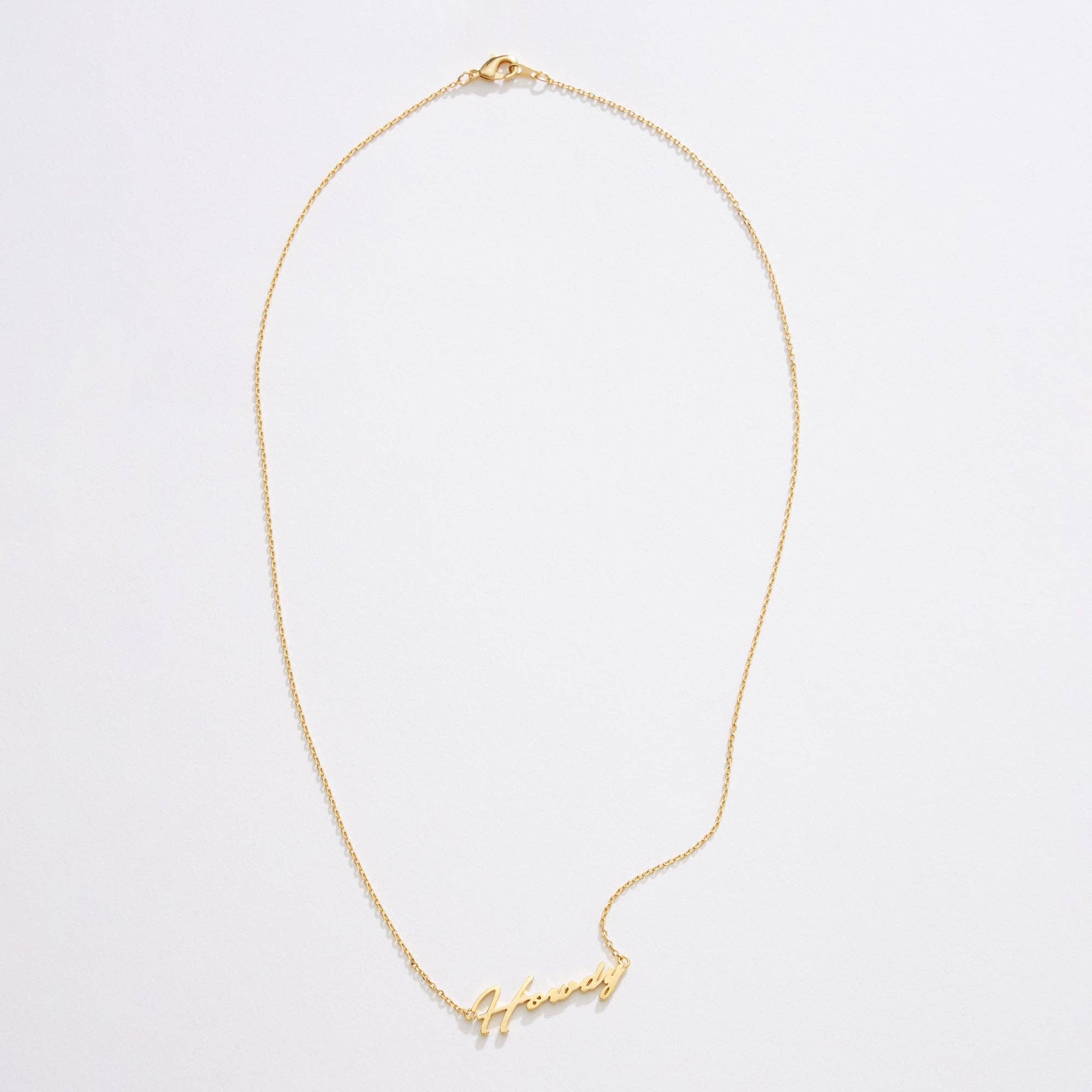 Gold Dipped “Howdy” Script Necklace