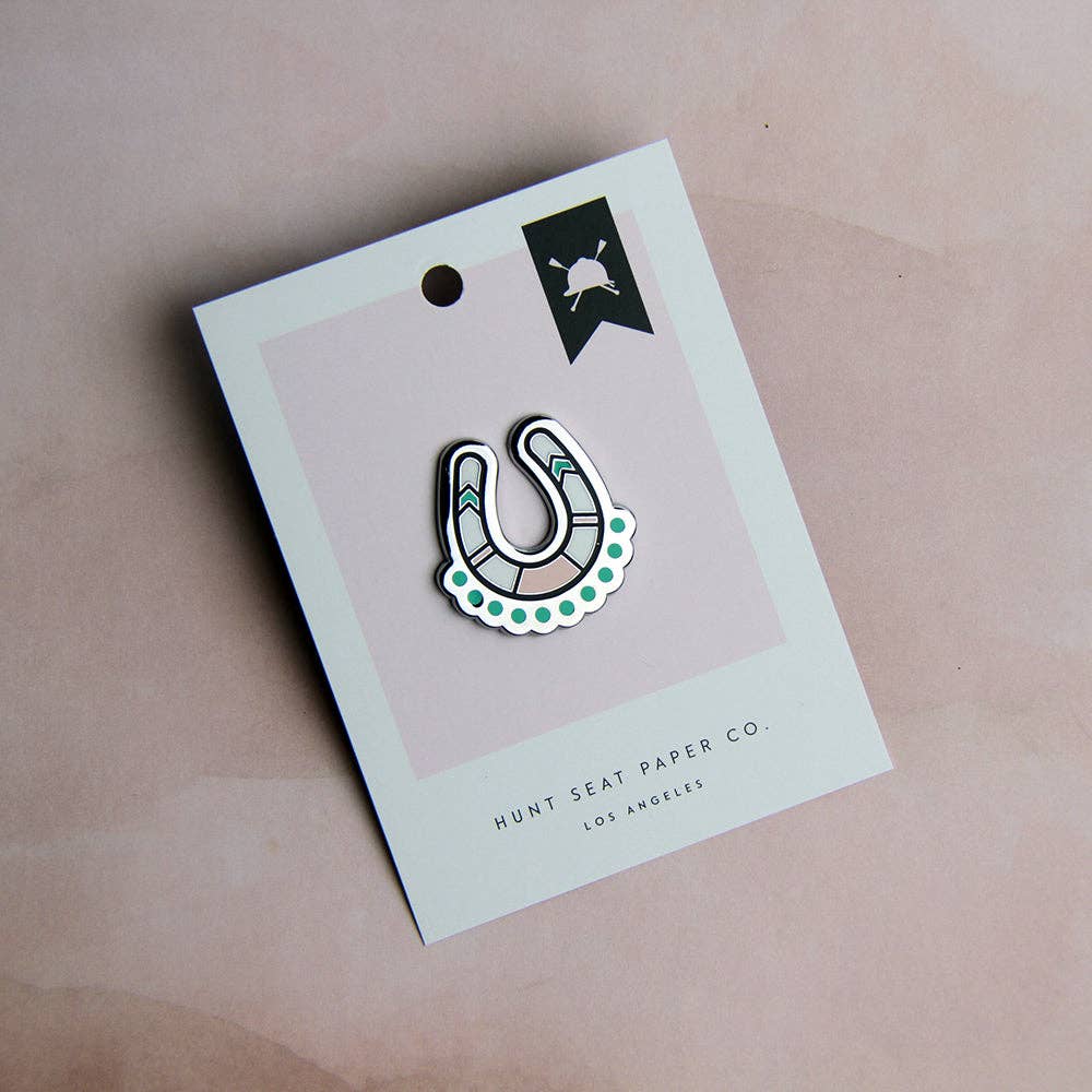Thundering Hooves Equestrian Pony Pin - Lucky Horseshoe