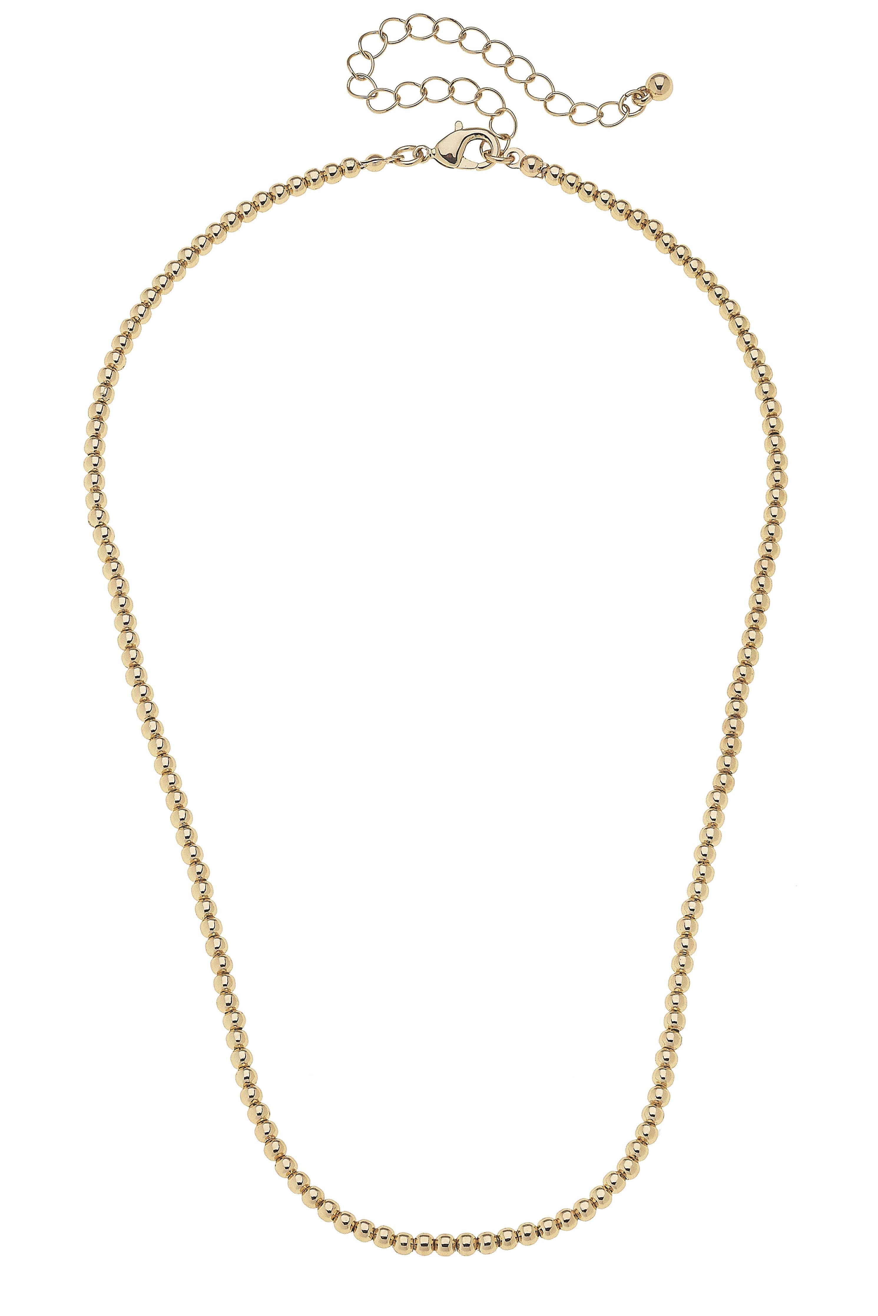 Mini Walker Ball Bead Charm Necklace Base in Shiny Gold