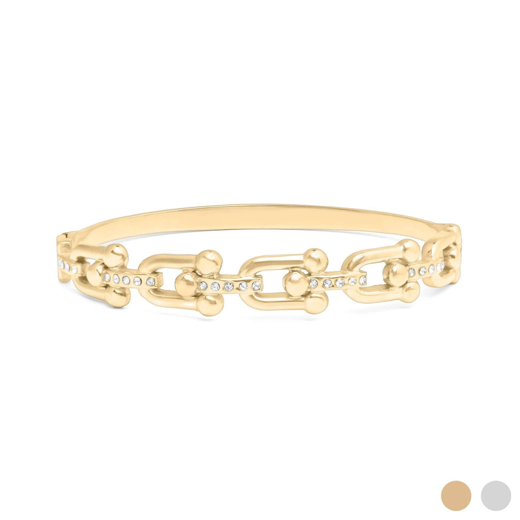 18K Gold PVD Stainless Steel Stone Hardware Bangle