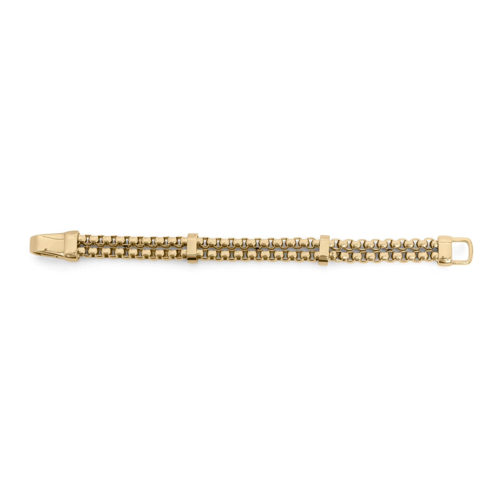 18K Gold PVD Double Chain Metal Clasp Bracelet