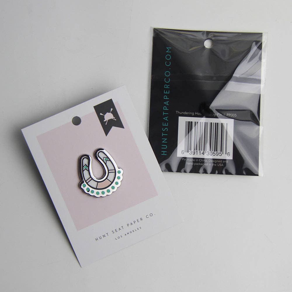 Thundering Hooves Equestrian Pony Pin - Lucky Horseshoe