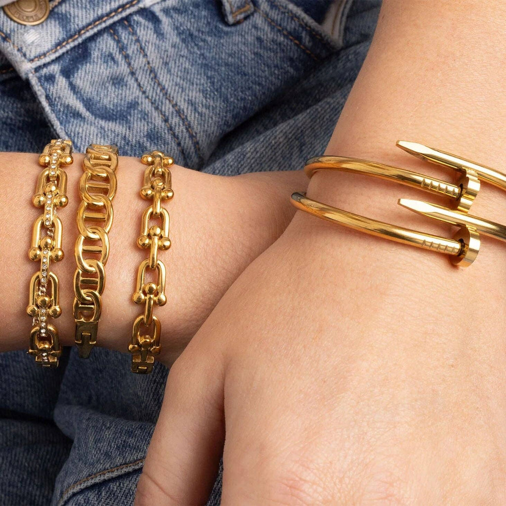 18K Gold PVD Stainless Steel Hardware Bangle Bracelet