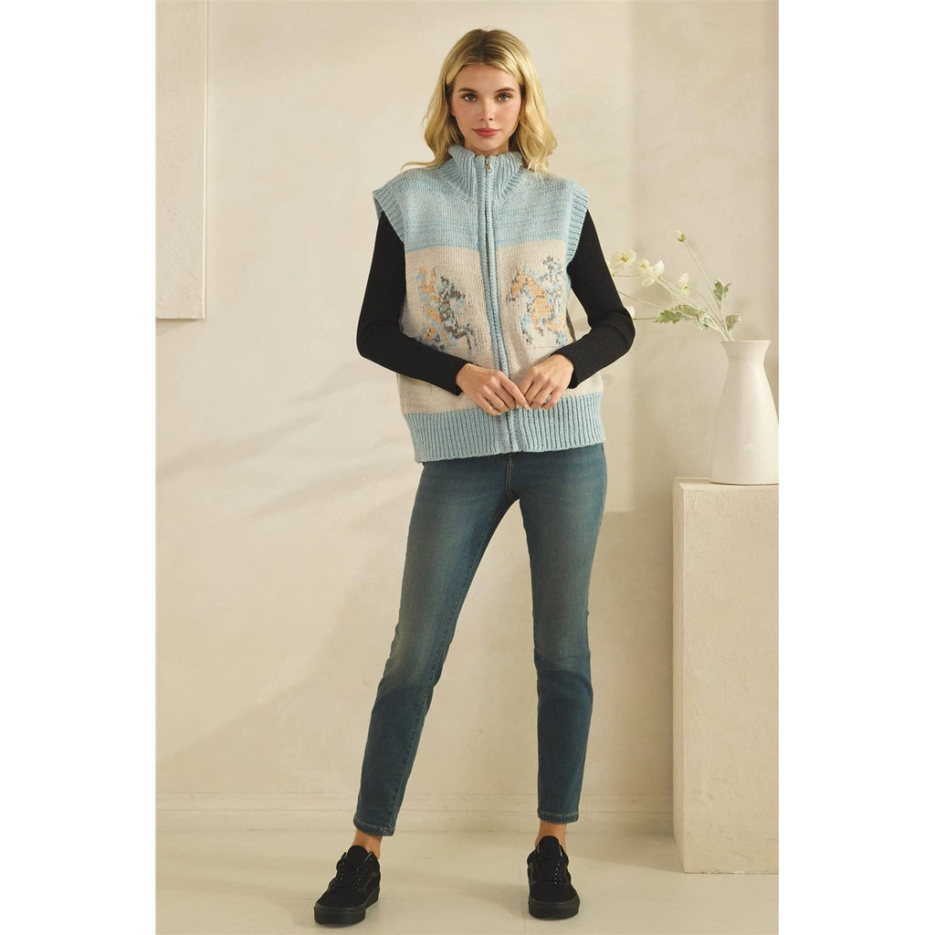 Printed Horse Sleeveless Knit Vest