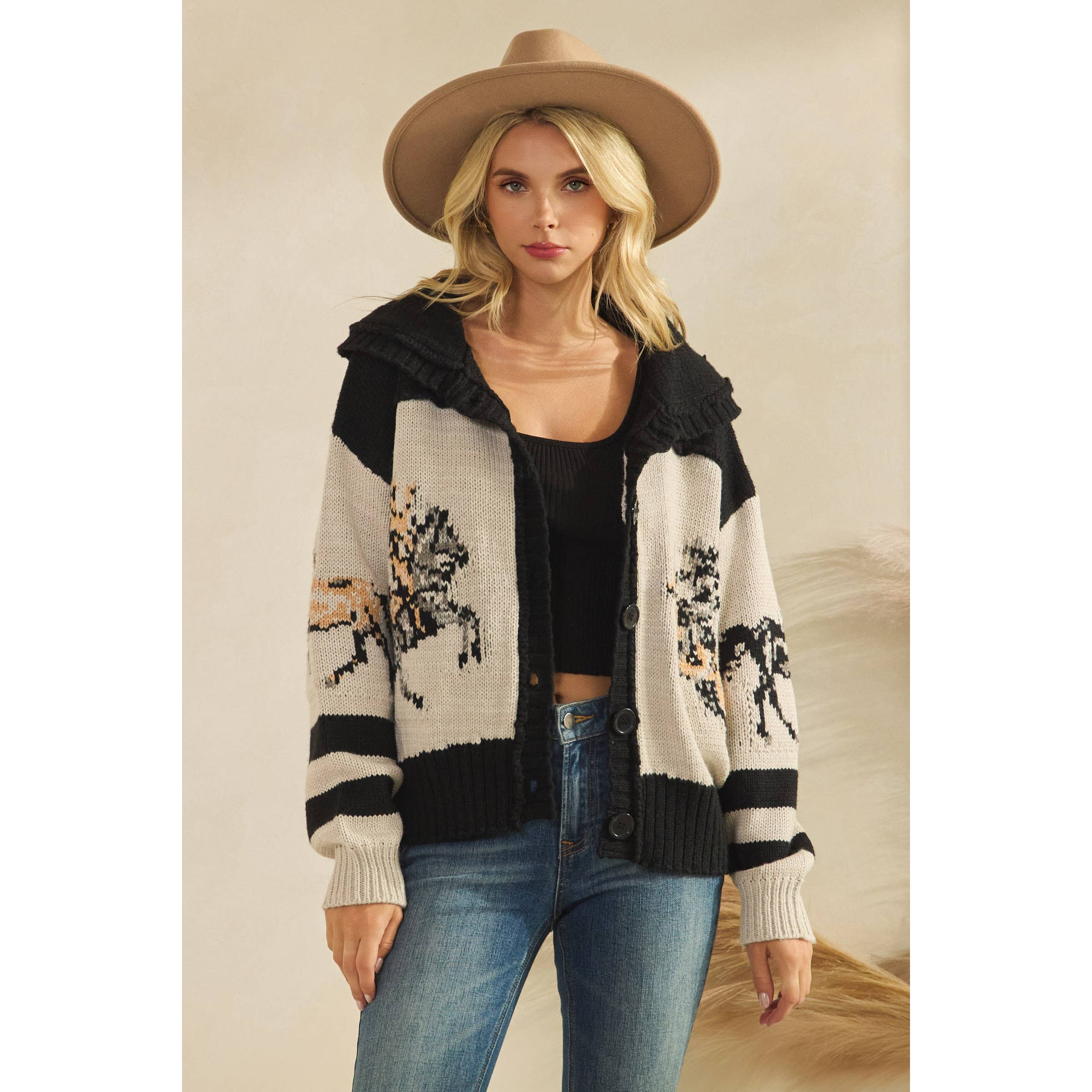 Sweater with Horse Print