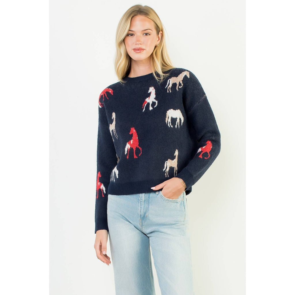 Horse Detail Knit Sweater