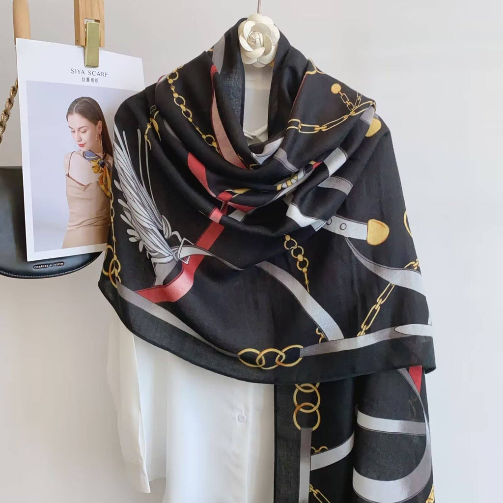 Equestrian Black Scarf – Equine Chain Collection