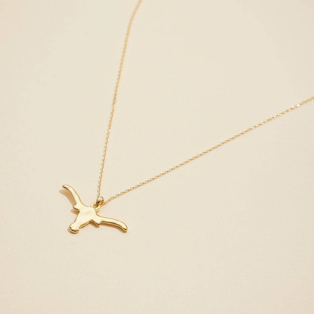 Longhorn Charm Gold-Dipped Short Necklace