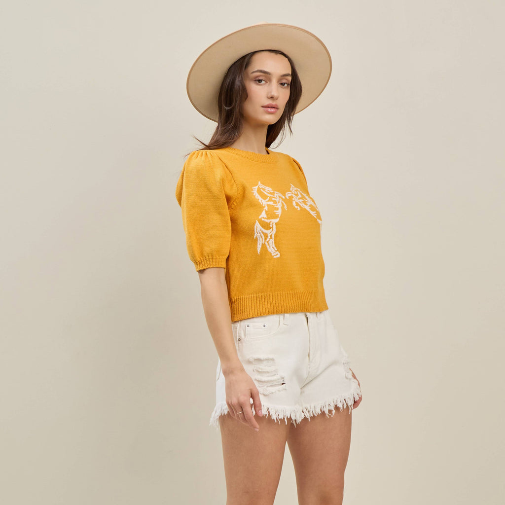 Horse embroidered sweater