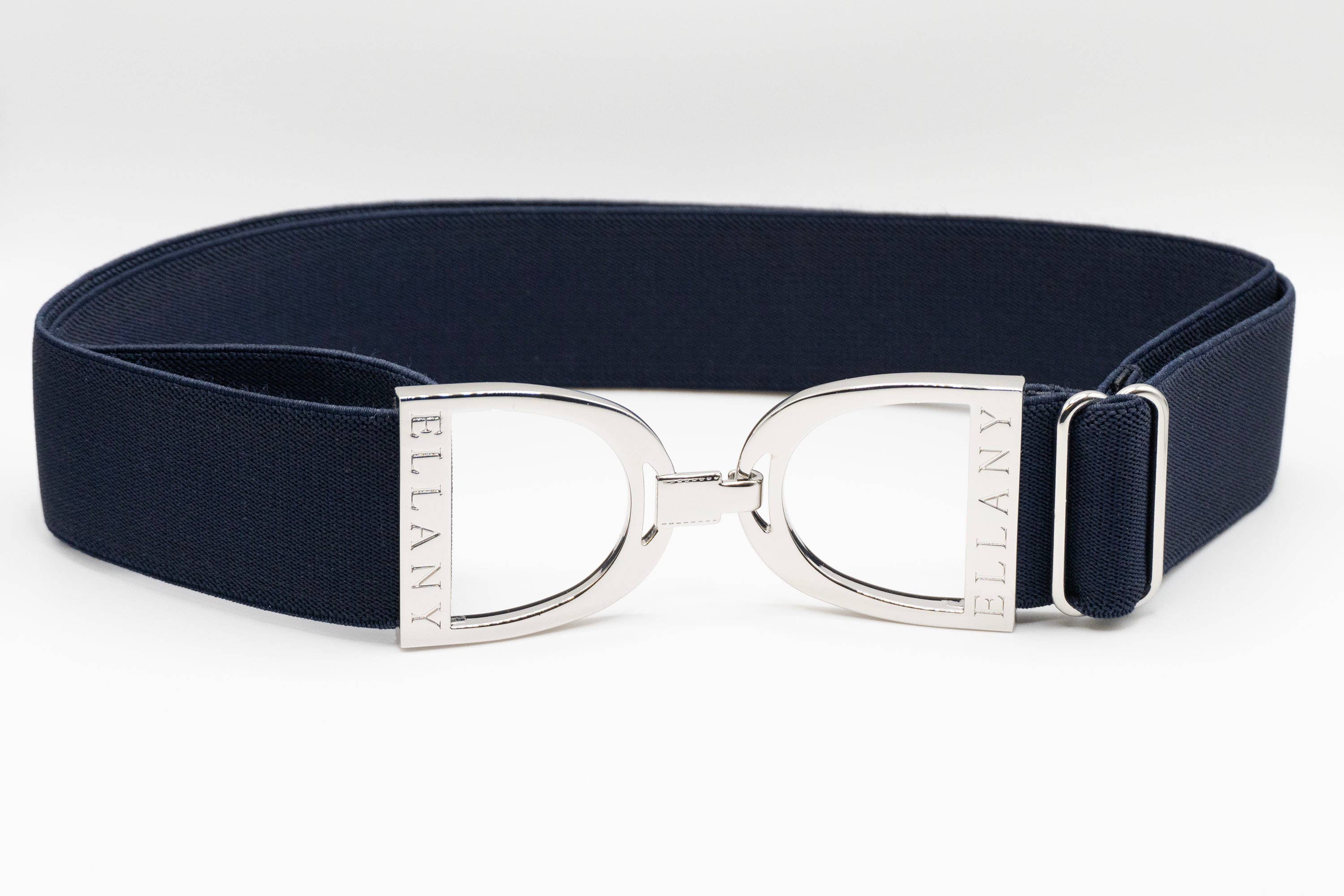 Navy - 1.5" Silver Stirrup Equestrian Elastic Belt