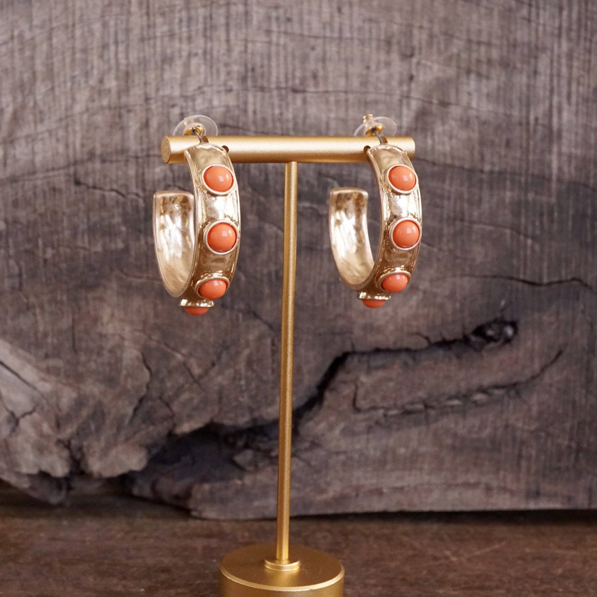 Jeweled Bubble Hoop Earrings – Colorful Acrylic Cabochons