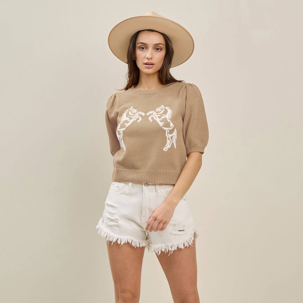 Horse embroidered sweater