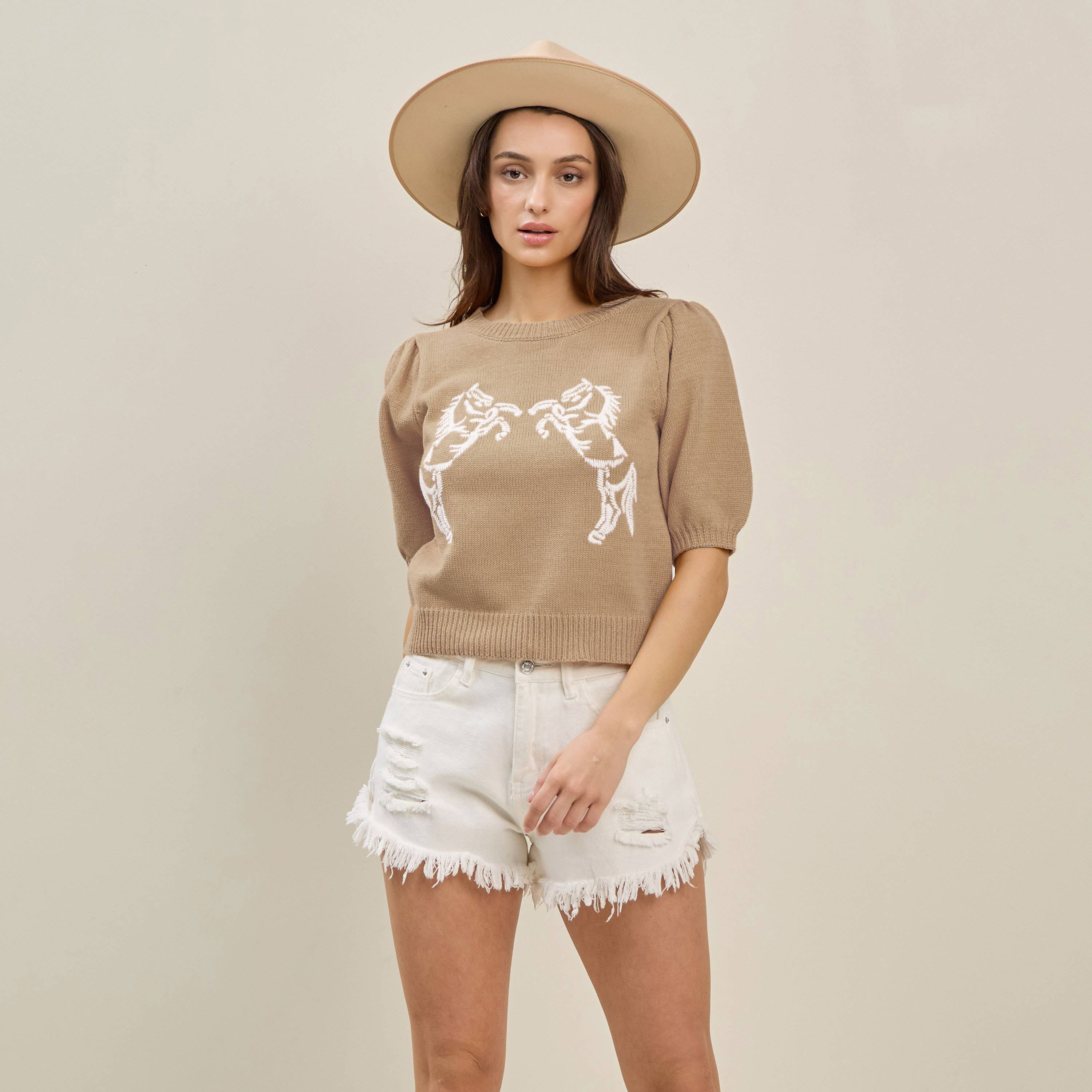 Horse embroidered sweater