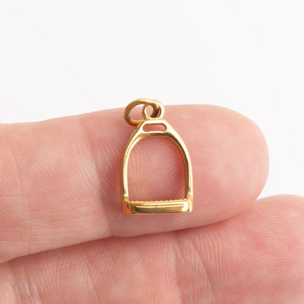 18K Gold PVD Stainless Steel Stirrup Charm
