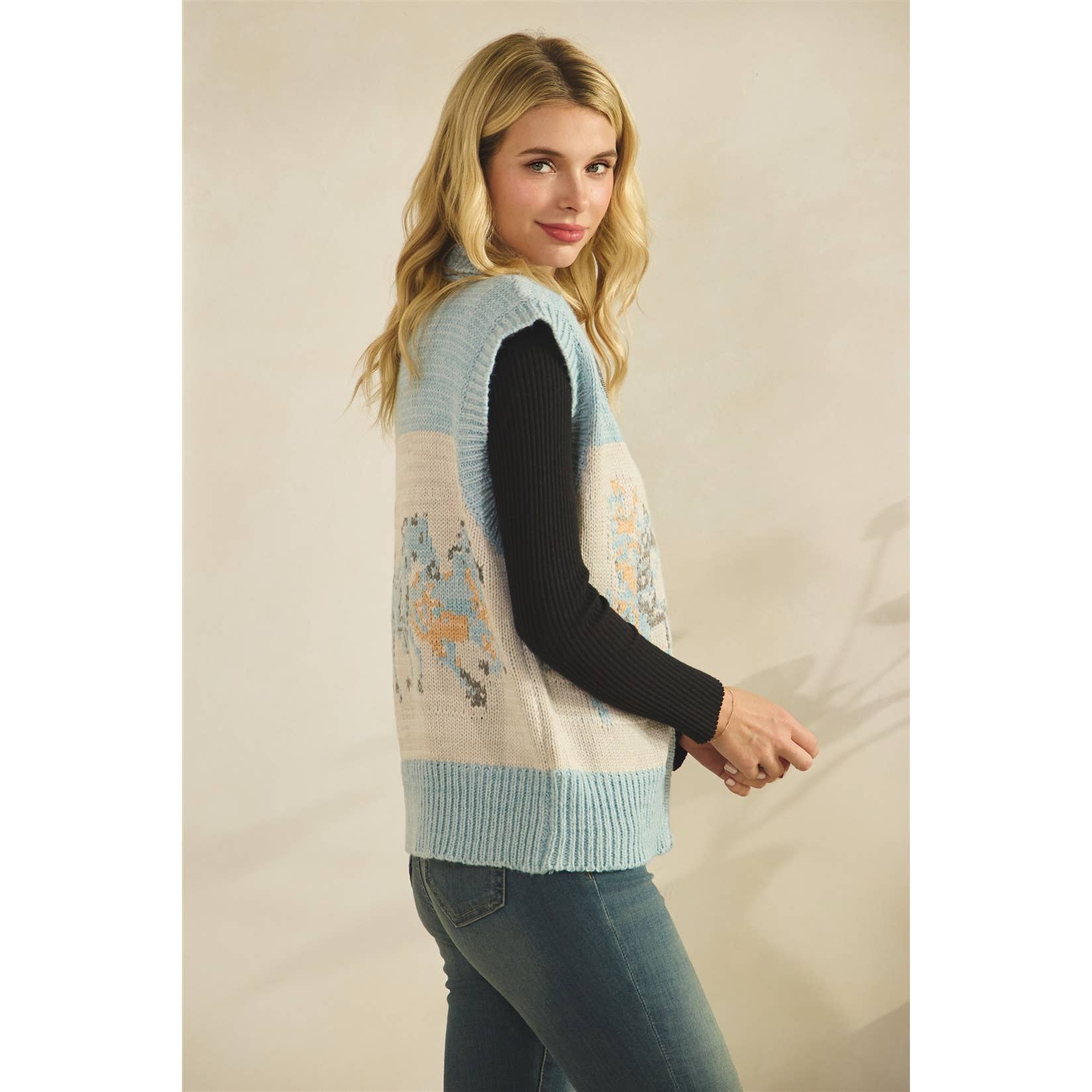 Printed Horse Sleeveless Knit Vest