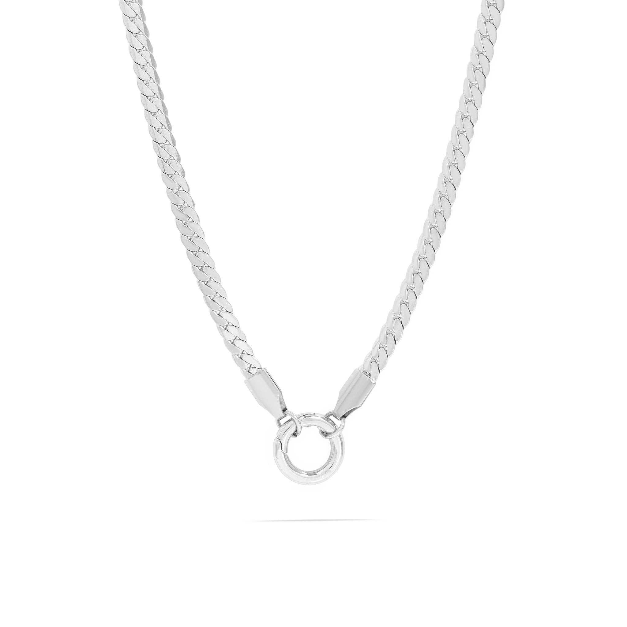 18K Gold PVD Stainless Steel Curb Charm Holder Necklace