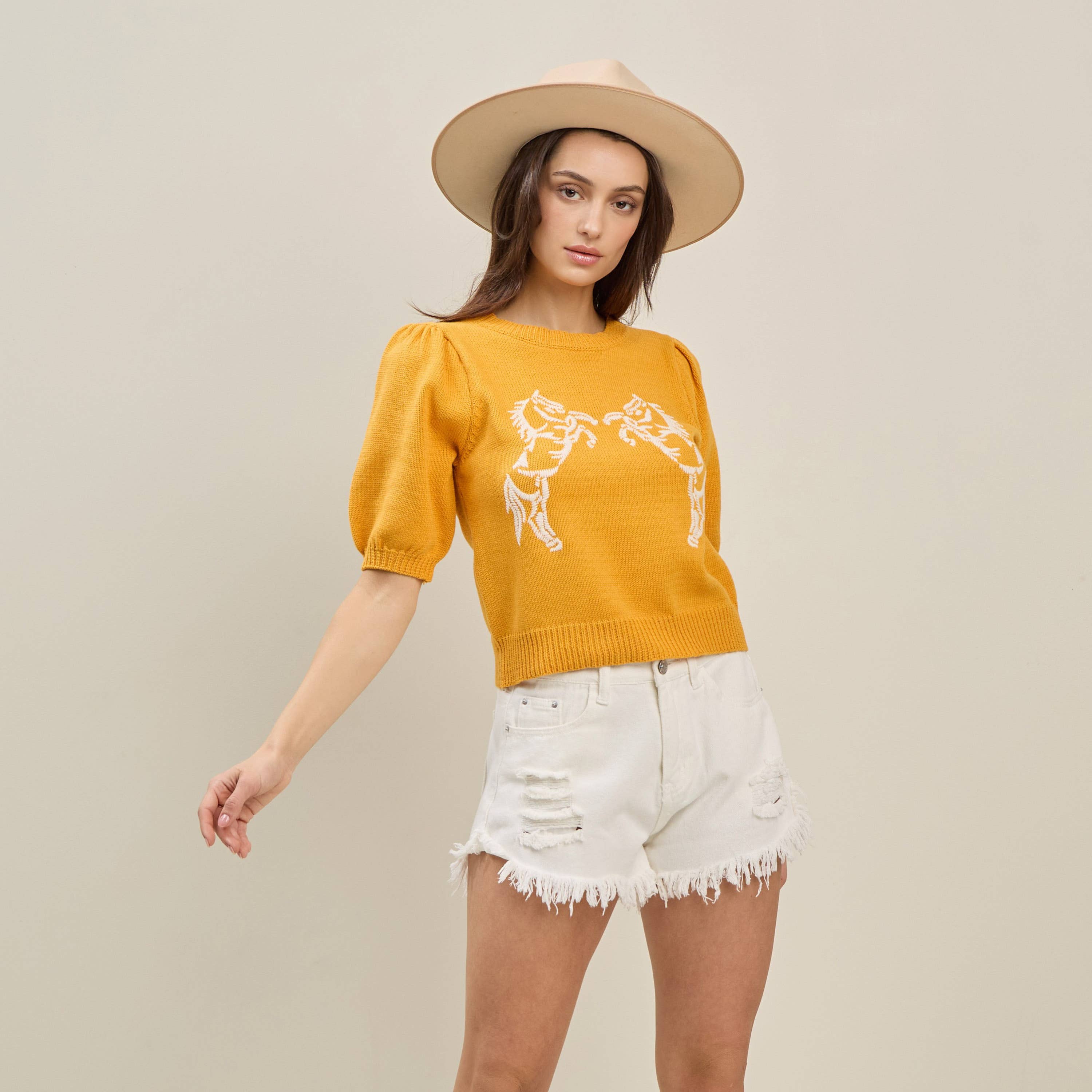 Horse embroidered sweater