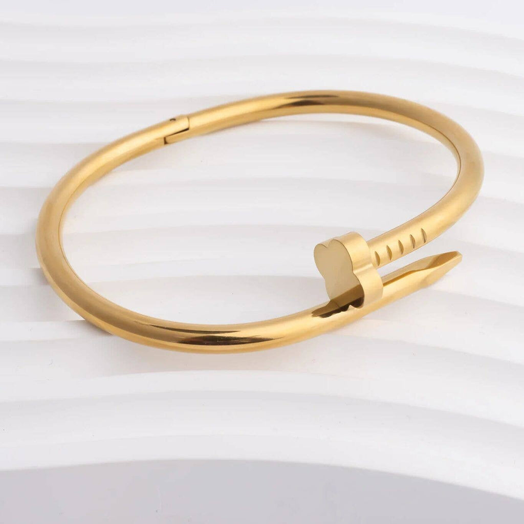 18K Gold PVD Stainless Steel Floral Nail Bangle