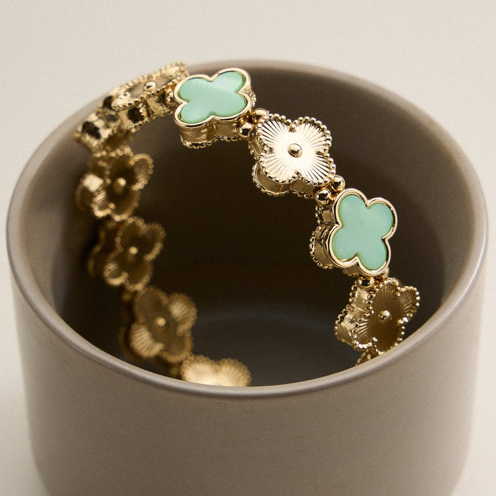 18K Gold Plated Lucky Clover Stretch Bracelet