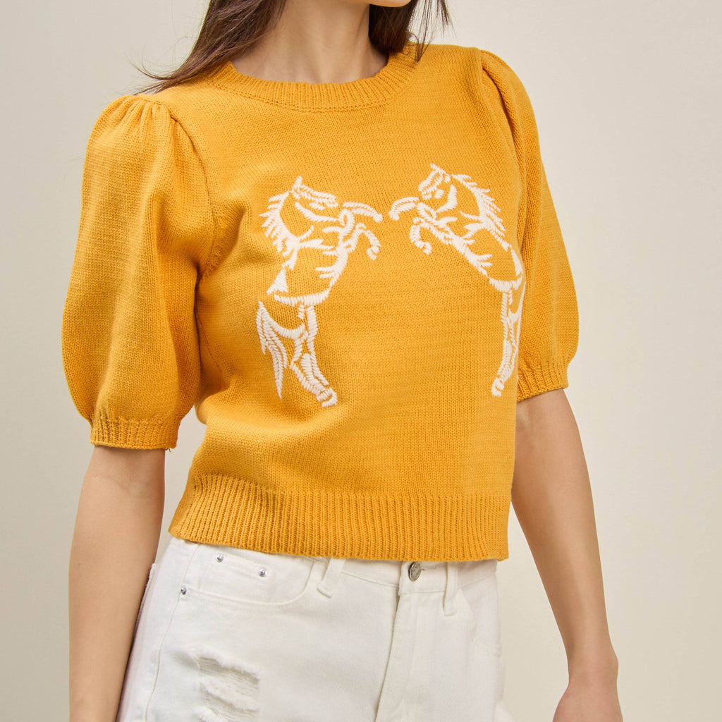 Horse embroidered sweater