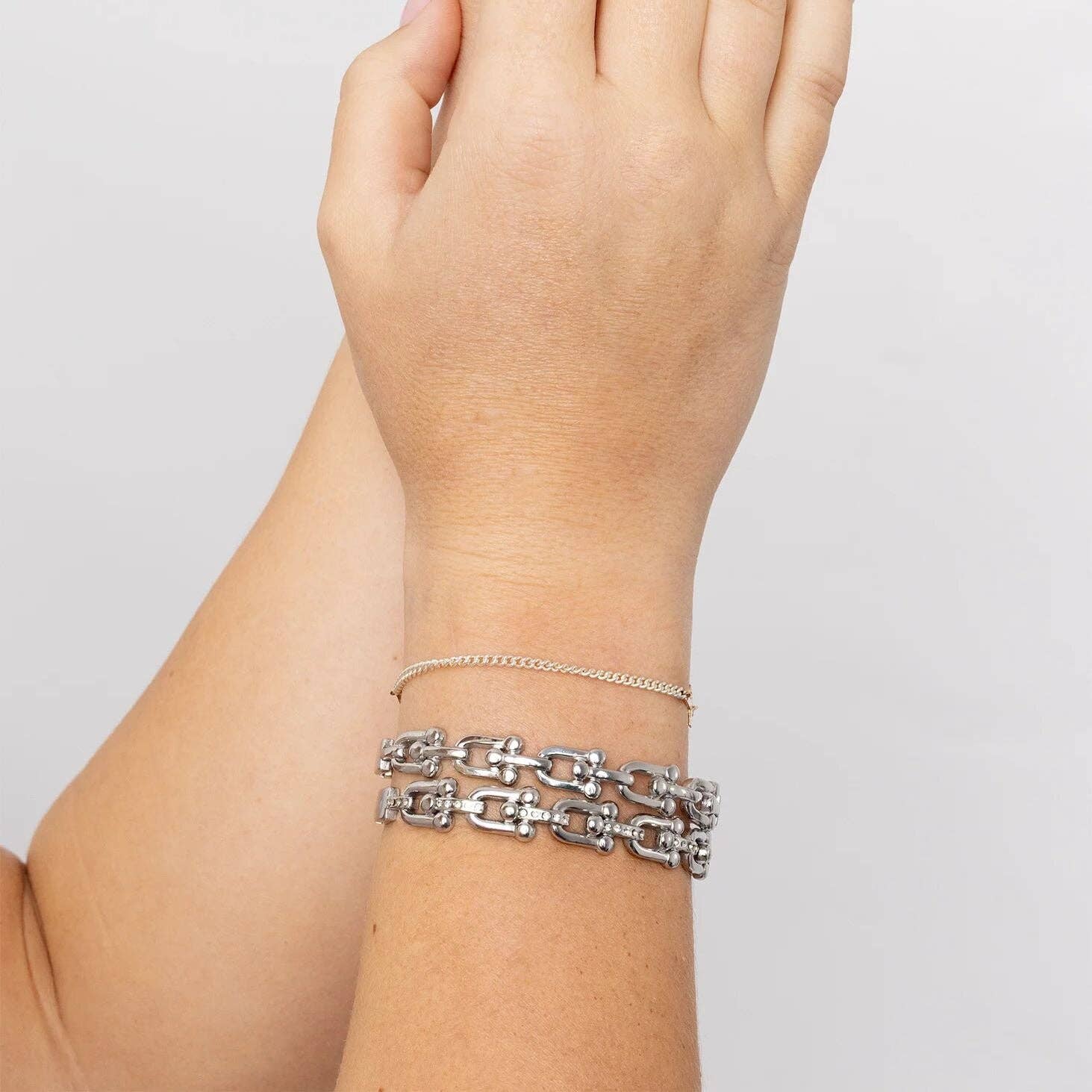 18K Gold PVD Stainless Steel Stone Hardware Bangle