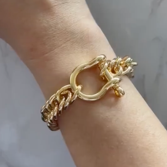 Horse Bit Carabiner Cuban Bracelet- Equestrian Steel