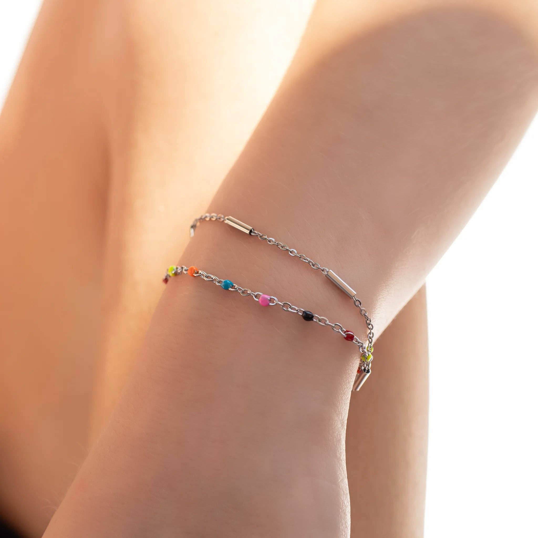 18K Gold PVD Stainless Steel Muti Color Confetti Bracelet